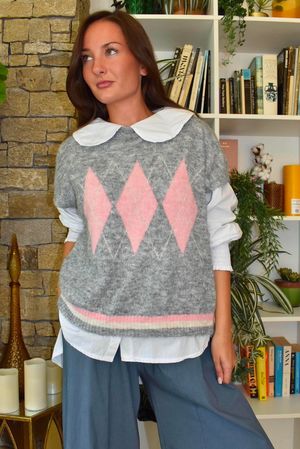 Zeta Otto Argyle Tank Grey Marl